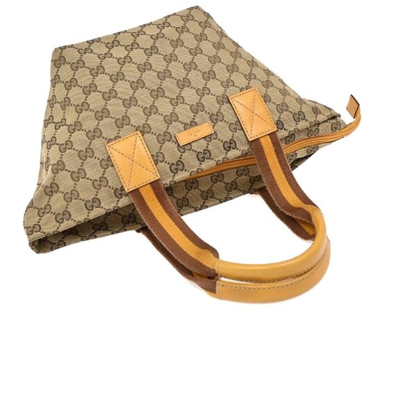 GUCCI Logo Sherry GG Pattern Hand Bag Canvas Leather Brown Italy 31FC137 - Picture 5 of 16